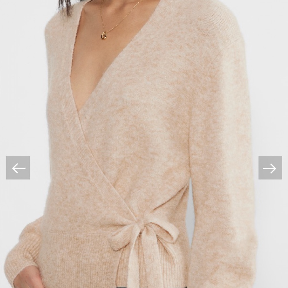 Aritzia Tan V-Neck Wrap Sweater
